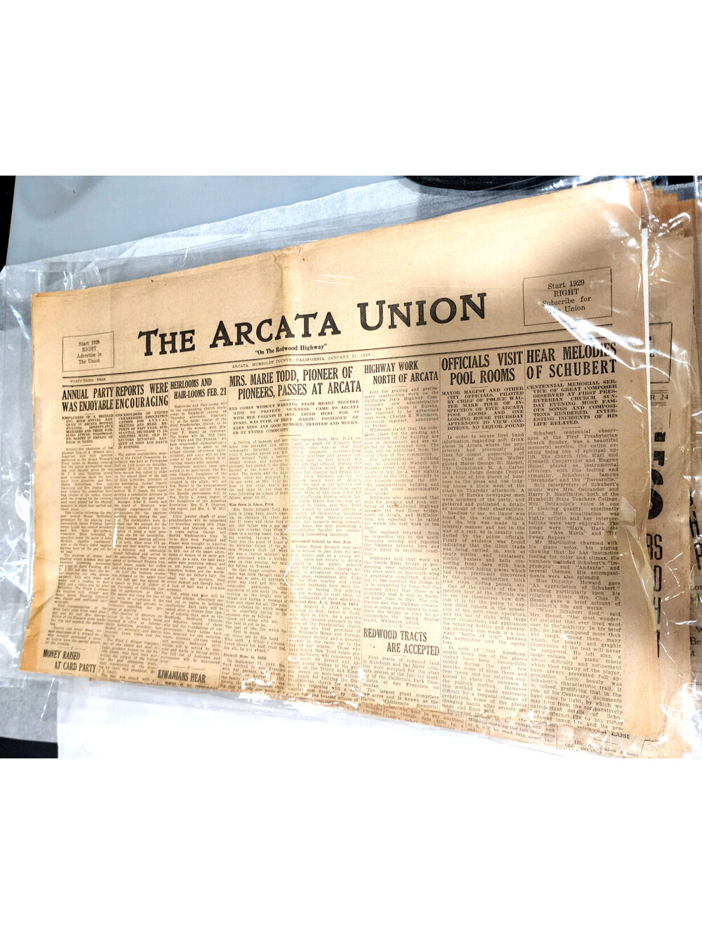 Vintage 1929 Arcata Union Newspaper Humboldt County California History
